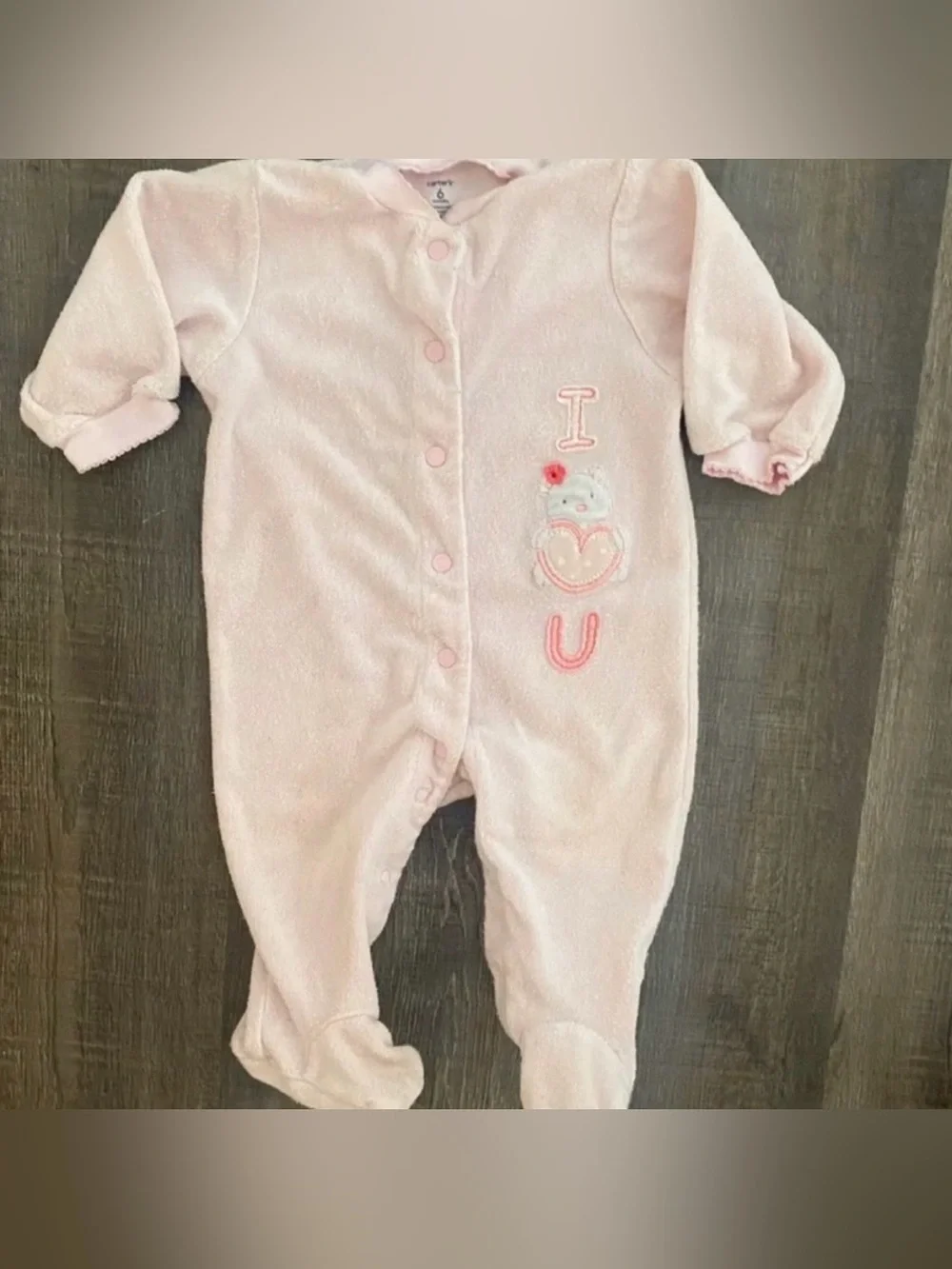 💞 Infant & Baby Girls Size 6 Months I Love You Footie Pajamas
